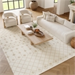 Pemberly Row Transitional Ivory Beige Fabric Bohemian Area Rug (8'x10')