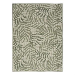 Pemberly Row 60&quotx84&quot Outdoor Polypropylene Fabric Rug - Ivory & Green