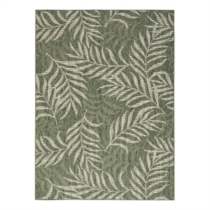 Pemberly Row 72&quotx108&quot Outdoor Polypropylene Fabric Rug - Green/Ivory