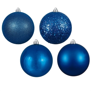 Pemberly Row 6&quot Blue 4-Finish Ball Assortment Drilled and Wired Secure Cap 4/Bag