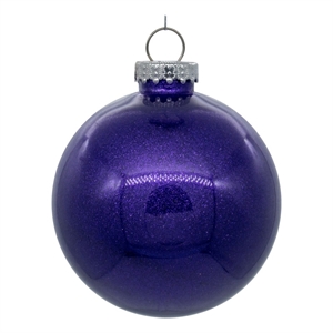 Pemberly Row Traditional 3&quot Purple Glitter Clear Ball 12/Bag