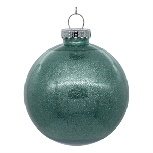Pemberly Row Traditional 4&quot Frosty Mint Glitter Clear Ball 6/Bag