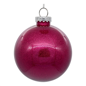 Pemberly Row Traditional 3&quot Fuchsia Glitter Clear Ball 12/Bag