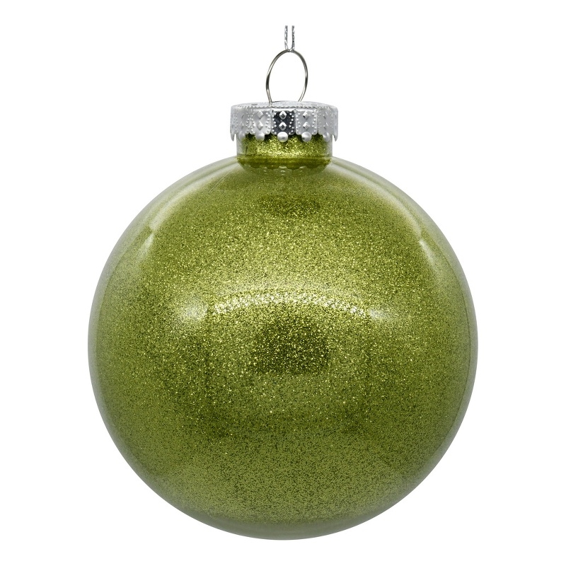 Pemberly Row Traditional Decorative 3-inch Lime Glitter Clear Ball 12/Bag