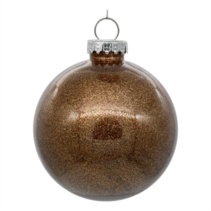 Pemberly Row Traditional Decorative 3-inch Mocha Glitter Clear Ball 12/Bag