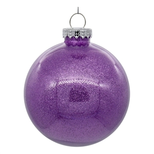 Pemberly Row Traditional 3&quot Lavender Glitter Clear Ball 12/Bag
