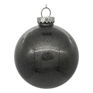 Pemberly Row Traditional 3&quot Pewter Glitter Clear Ball 12/Bag