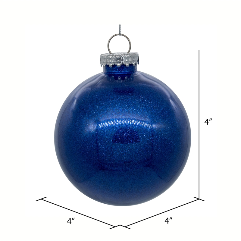 Pemberly Row Traditional Decorative 4-inch Blue Glitter Clear Ball 6/Bag
