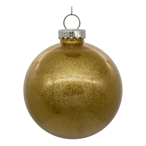 Pemberly Row Traditional Decorative 4-inch Gold Glitter Clear Ball 6/Bag