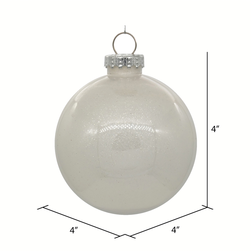 Pemberly Row Traditional Decorative 4-inch White Glitter Clear Ball 6/Bag