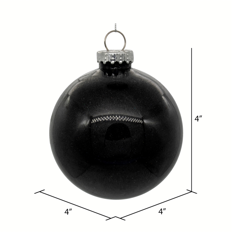 Pemberly Row Traditional Decorative 4-inch Black Glitter Clear Ball 6/Bag