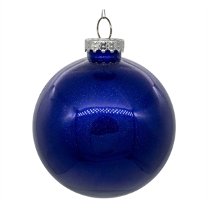Pemberly Row Traditional 4&quot Cobalt Blue Glitter Clear Ball 6/Bag