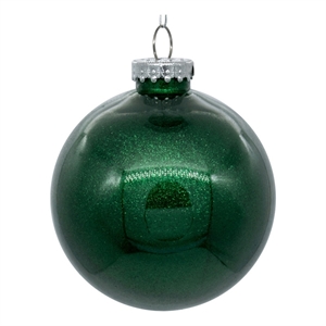 Pemberly Row Traditional 4&quot Emerald Glitter Clear Ball 6/Bag