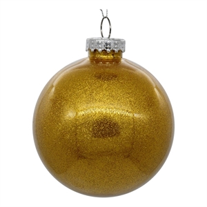 Pemberly Row Traditional 4&quot Antique Gold Glitter Clear Ball 6/Bag