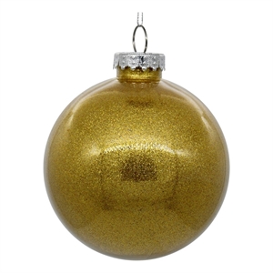 Pemberly Row Traditional 4&quot Honey Gold Glitter Clear Ball 6/Bag