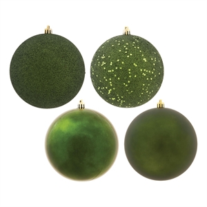 Pemberly Row Traditional 6&quot Moss Green Ball 4-Finish Assortment 4/Box