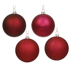 Pemberly Row 6&quot Traditional Plastic Ball Ornament in Wine Purple (Set of 4)