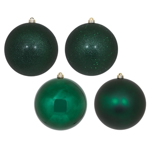 Pemberly Row 6&quot Plastic Ball Ornament in Midnight Green (Set of 4)