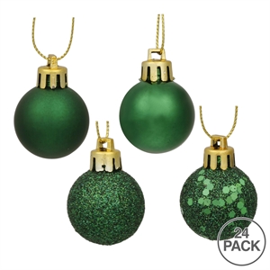 Pemberly Row Traditional 2.4&quot Emerald 4-Finish Ball Assortment 24/Box