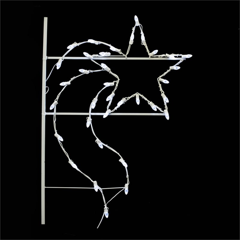 Pemberly Row Metal Star Decoration with 35 LED Lights in Pure White