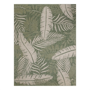 Pemberly Row Contemporary Home Garden Oasis 8'x10' Green Ivory Area Rug