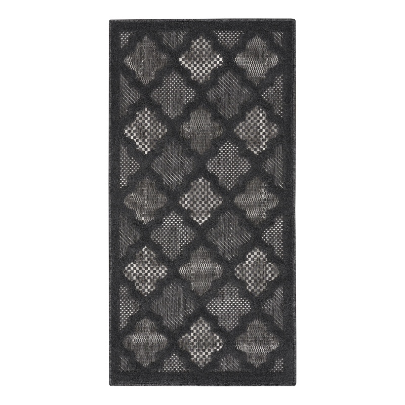 Pemberly Row Easy Care Charcoal Black Fabric Modern Area Rug (3'x5')