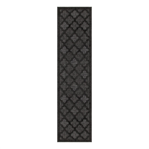 Pemberly Row Easy Care 6' Runner Charcoal Black Fabric Modern Area Rug