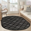 Pemberly Row Easy Care 6'x9' Oval Charcoal Black Fabric Modern Area Rug