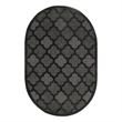 Pemberly Row Easy Care 6'x9' Oval Charcoal Black Fabric Modern Area Rug