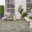 Pemberly Row Contemporary Home Garden Oasis 9'x12' Ivory Green Area Rug