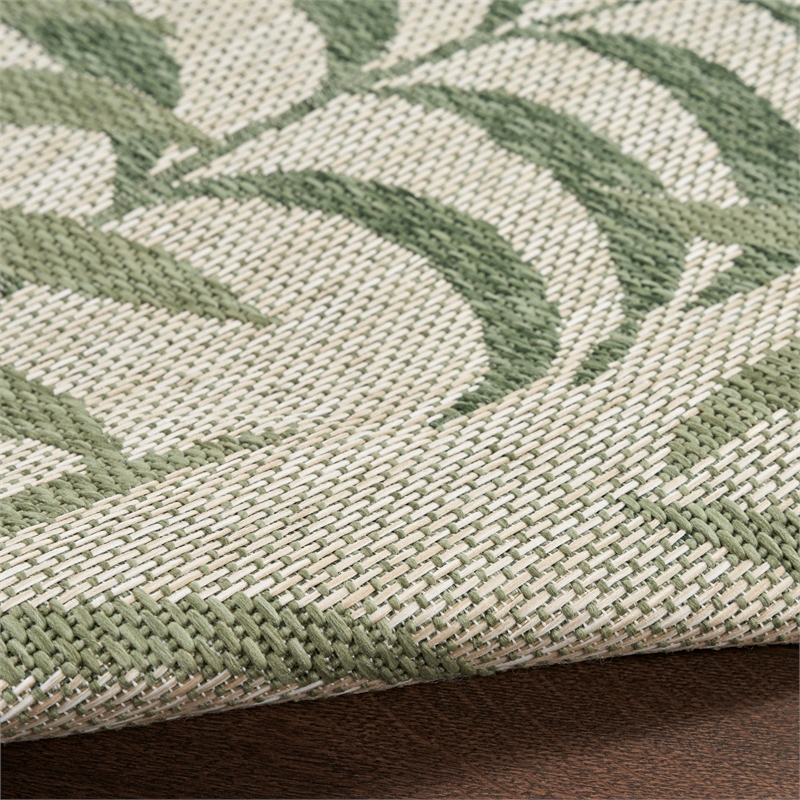 Pemberly Row Contemporary Home Garden Oasis 9'x12' Ivory Green Area Rug