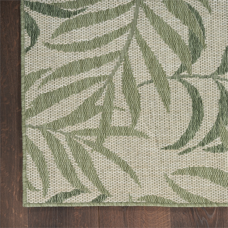 Pemberly Row Contemporary Home Garden Oasis 9'x12' Ivory Green Area Rug