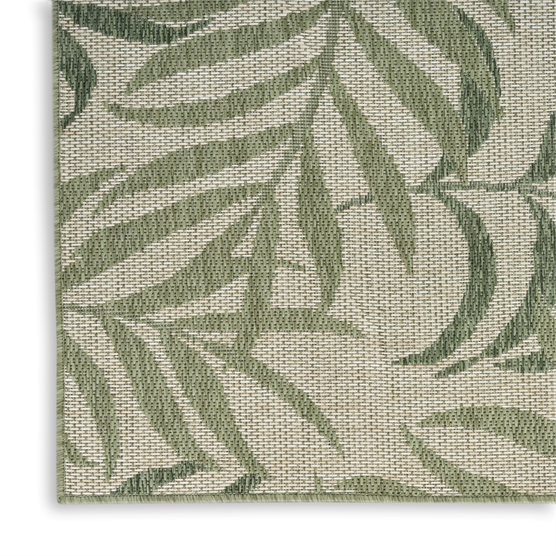 Pemberly Row Contemporary Home Garden Oasis 9'x12' Ivory Green Area Rug