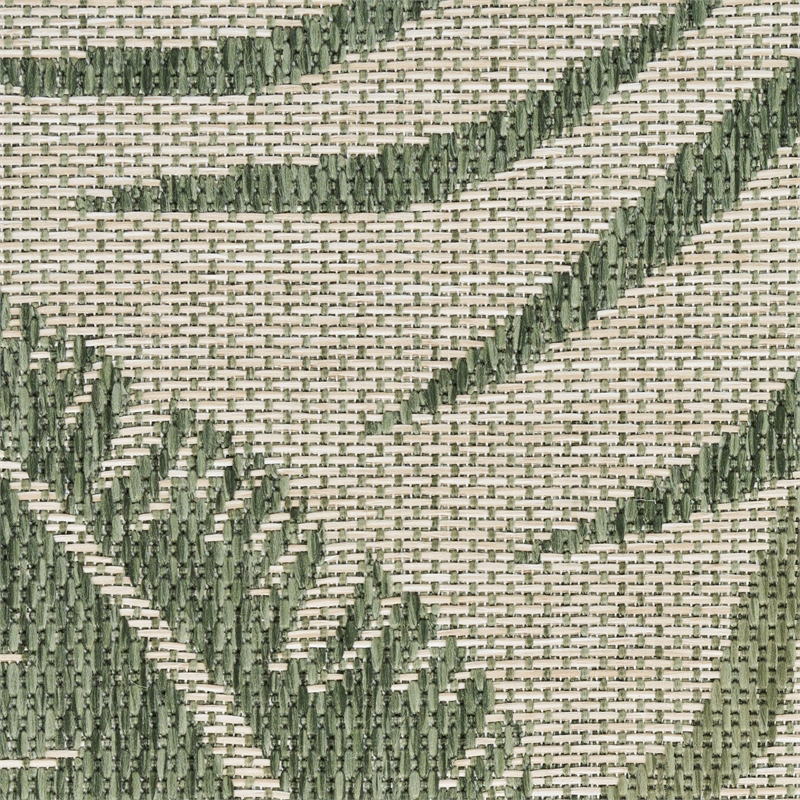 Pemberly Row Contemporary Home Garden Oasis 9'x12' Ivory Green Area Rug