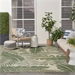 Pemberly Row Contemporary Home Garden Oasis 9'x12' Ivory Green Area Rug