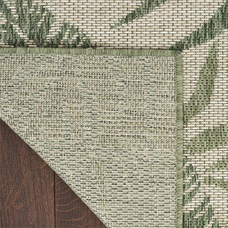 Pemberly Row Contemporary Home Garden Oasis 9'x12' Ivory Green Area Rug