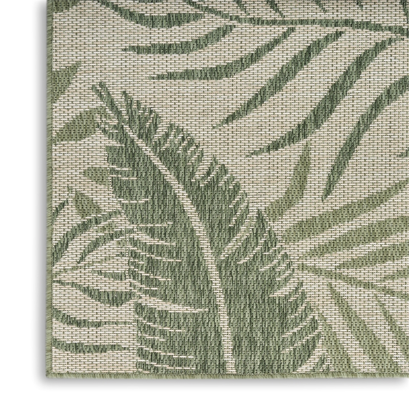 Pemberly Row Contemporary Home Garden Oasis 9'x12' Ivory Green Area Rug