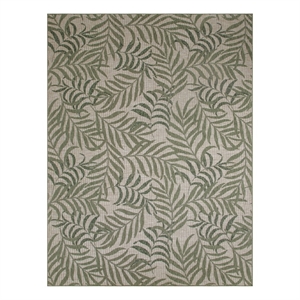 Pemberly Row Contemporary Home Garden Oasis 8'x10' Ivory Green Area Rug