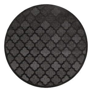 Pemberly Row Easy Care 8' Round Charcoal Black Fabric Modern Area Rug