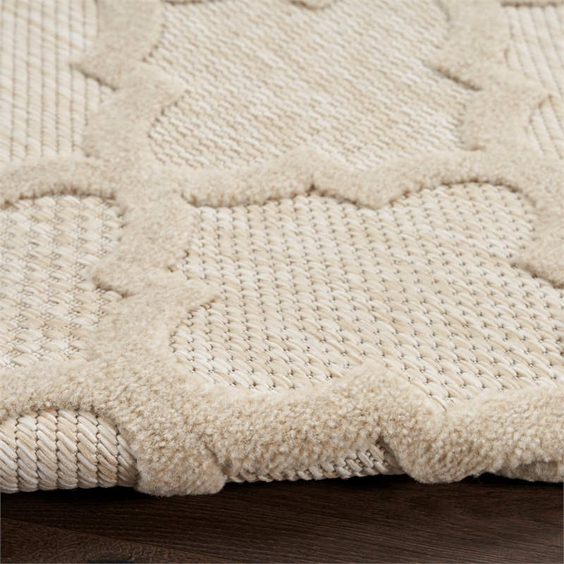 Pemberly Row Contemporary Easy Care Cream Fabric Area Rug (2'x4')