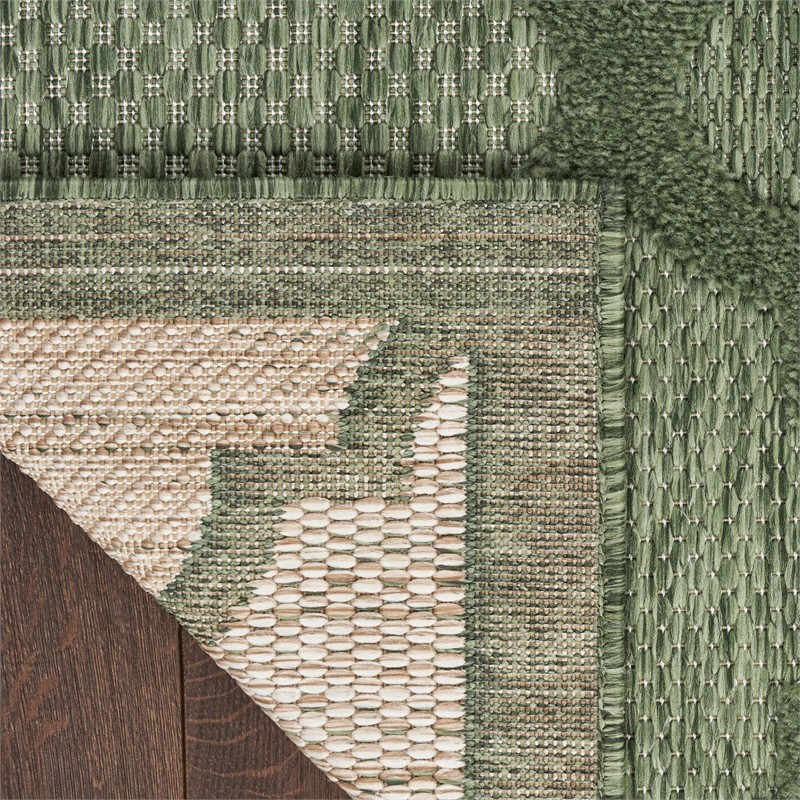 Pemberly Row Contemporary Easy Care Green Fabric Area Rug (2'x4')