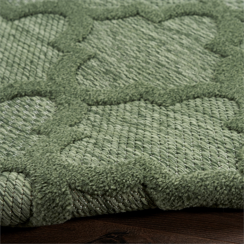 Pemberly Row Contemporary Easy Care Green Fabric Area Rug (2'x4')