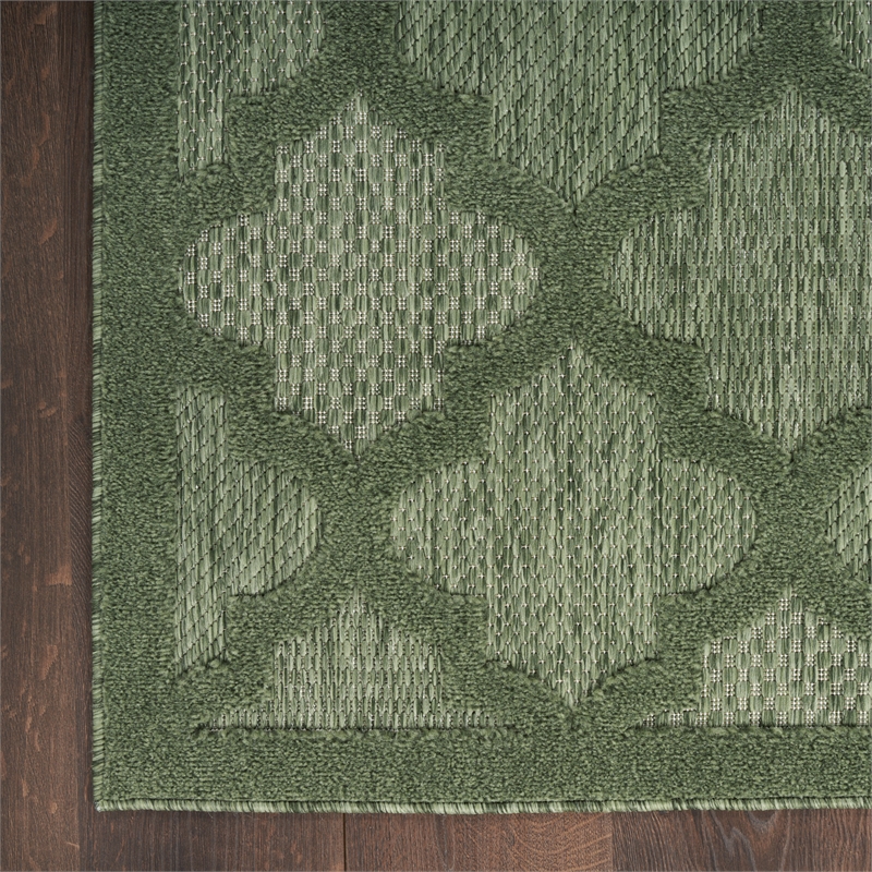 Pemberly Row Contemporary Easy Care Green Fabric Area Rug (2'x4')