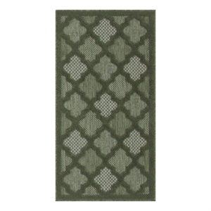 Pemberly Row Contemporary Easy Care Green Fabric Area Rug (2'x4')