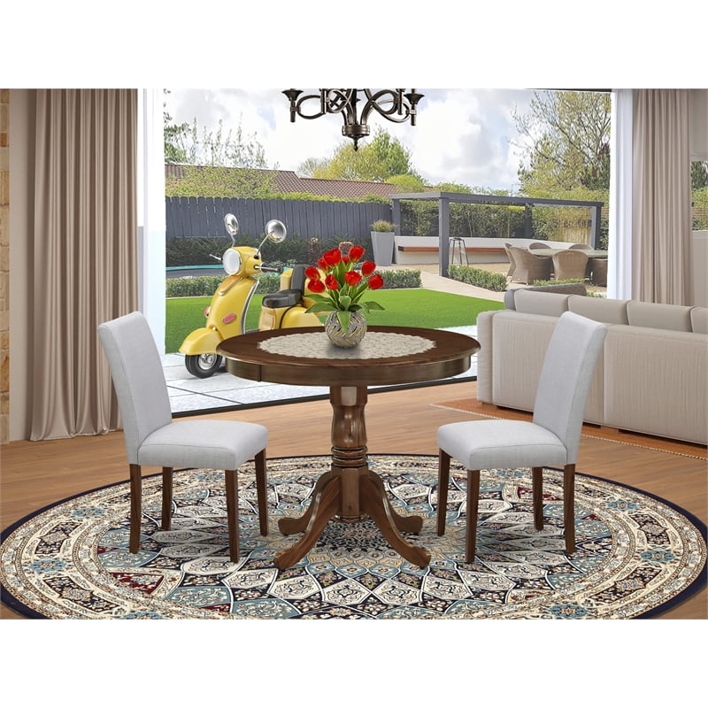 Pemberly Row Modern 3-Piece Dining Table Set in Antique Walnut/Gray