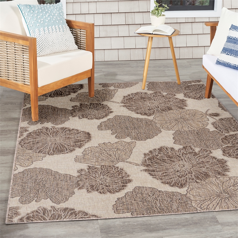 Pemberly Row Home Garden Oasis 6'x9' Fabric Natural Area Rug
