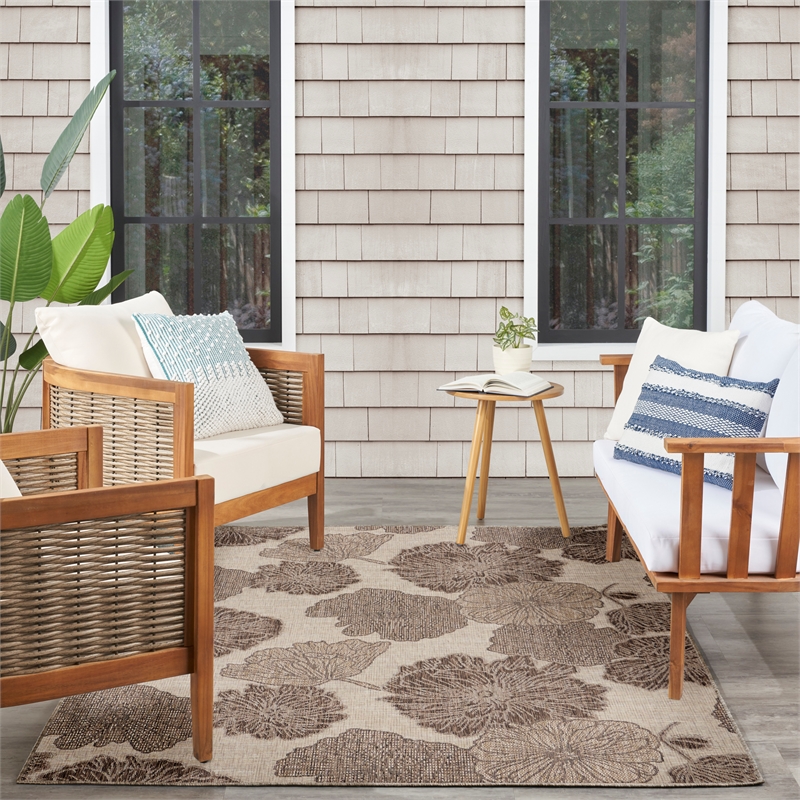 Pemberly Row Home Garden Oasis 6'x9' Fabric Natural Area Rug