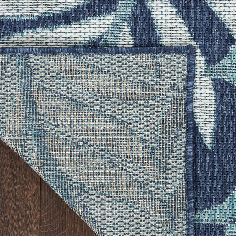 Pemberly Row Contemporary Home Garden Oasis 5'x7' Fabric Navy Area Rug