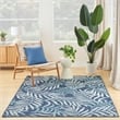 Pemberly Row Contemporary Home Garden Oasis 5'x7' Fabric Navy Area Rug