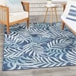 Pemberly Row Contemporary Home Garden Oasis 5'x7' Fabric Navy Area Rug